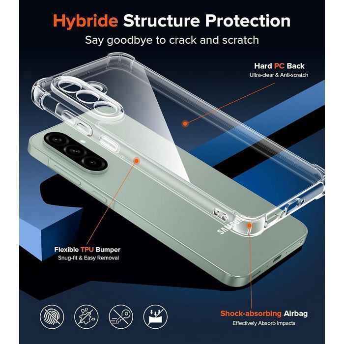 Funda protectora - BOOLING - para Samsung Galaxy A56 5G - Transparente - Resistente a golpes + 2 protectores de pantalla de vidrio templado