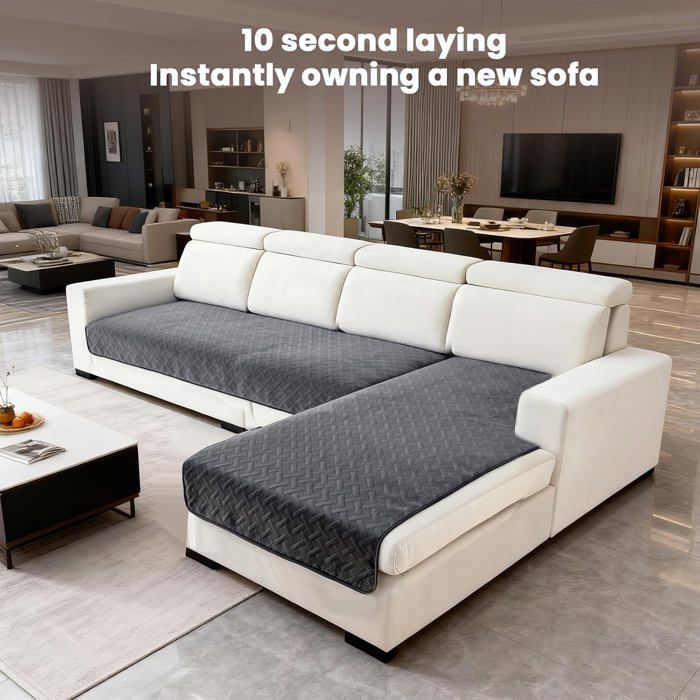 Housses de Canapé en Flanelle imperméable,avec Base antidérapante,Housse de Canapé en Forme de L,Canape Sectionnel (Gris,90x90cm)