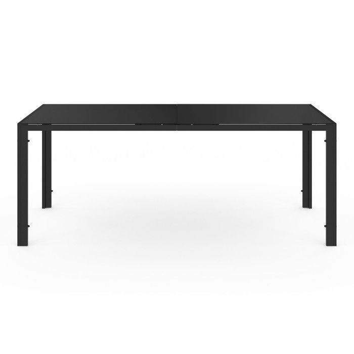 Set di mobili da giardino IDMARKET MADRID: tavolo da 190 cm e 8 sedie impilabili nere.