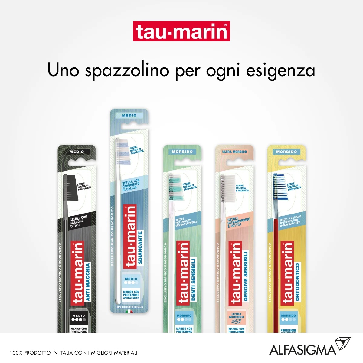 Cepillo de dientes antibacteriano blanco profesional Tau-marin de ALFASIGMA TAU MARIN