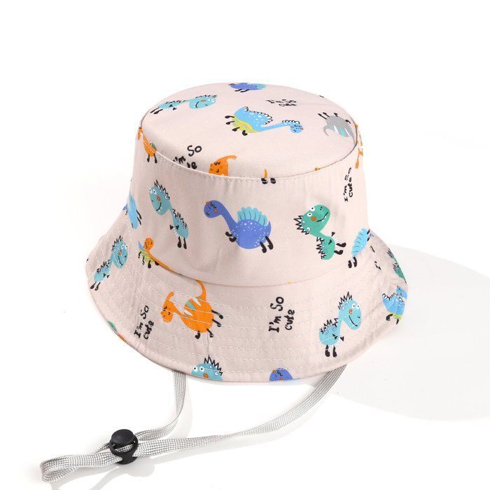 Sombrero de sol FUNMOON para niños - Protección solar - Algodón - Dinosaurios blancos