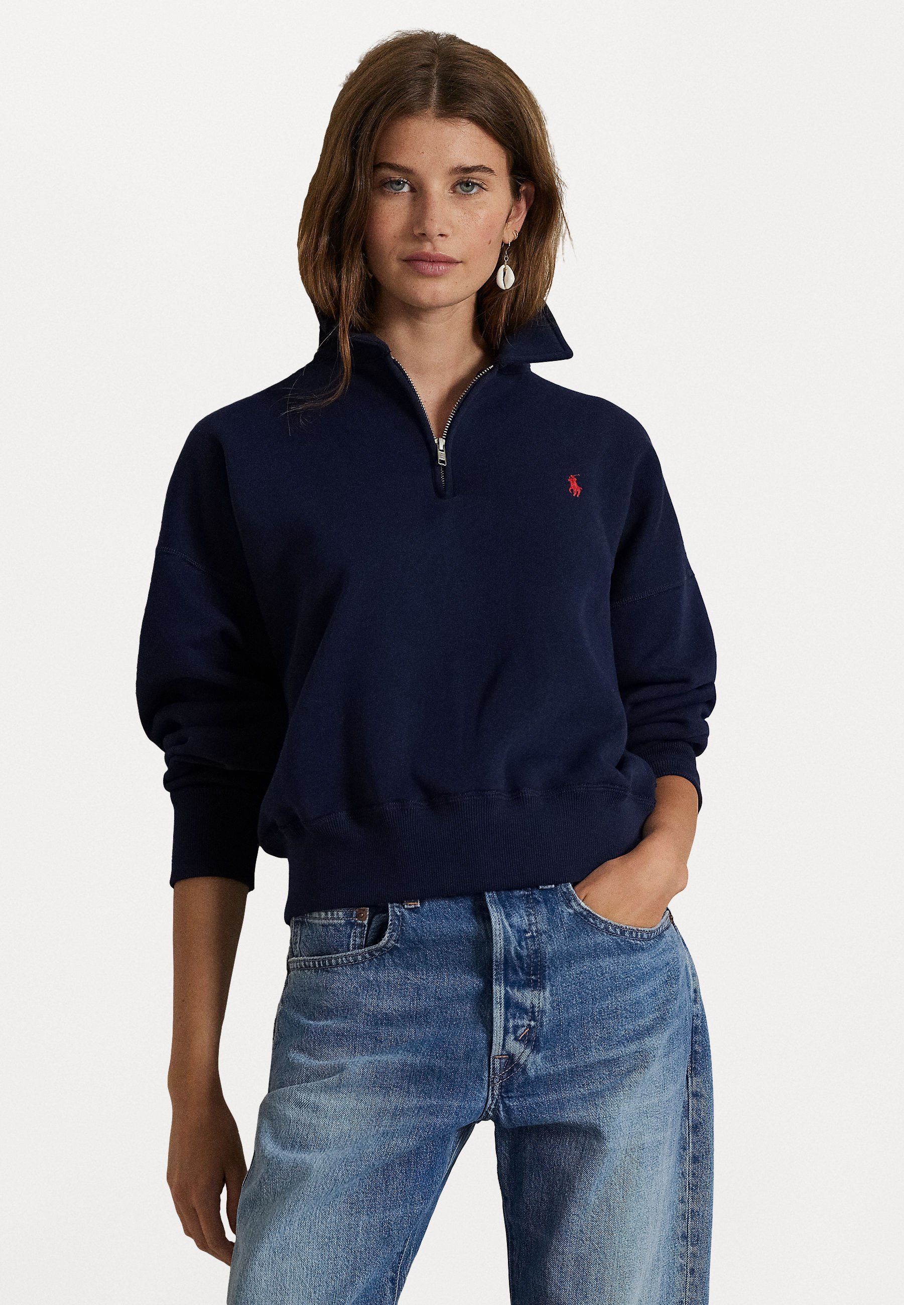 Felpa Polo Ralph Lauren FLEECE QUARTER ZIP - Blu navy da crociera