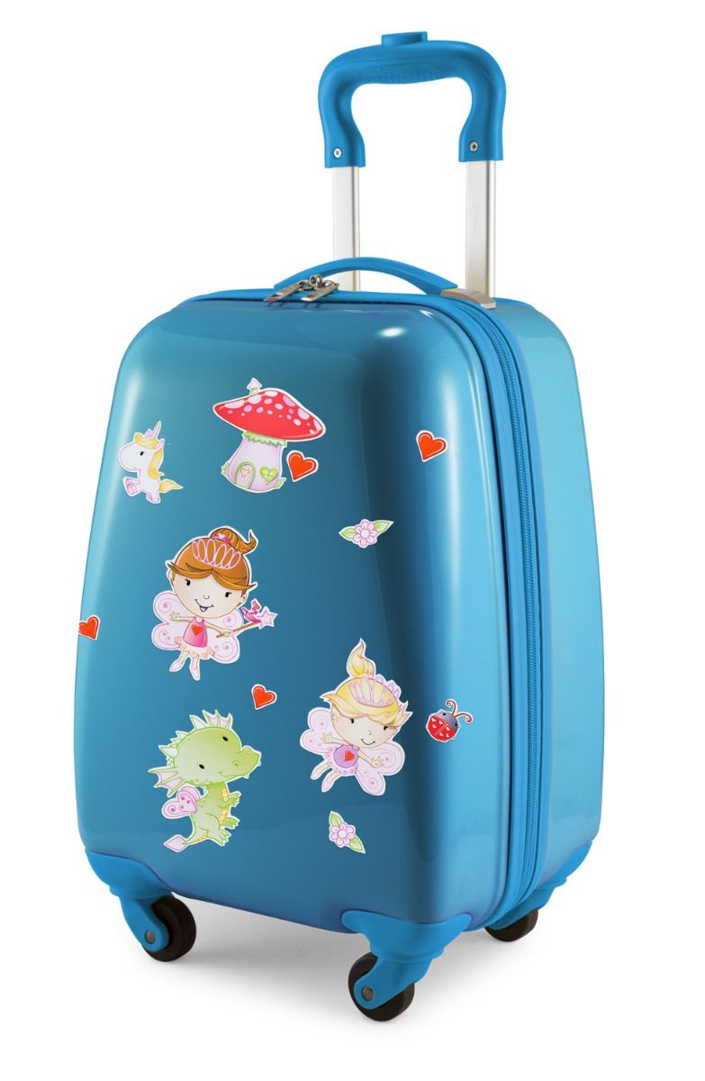 Voor kinderen - Kinderkoffer + reflecterende stickers met feeën, kinderkoffer, harde koffer voor kinderen, handbagage, 24 liter