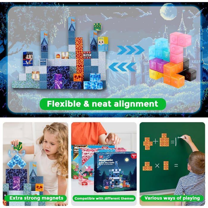 Blocs de Construction Magnétiques - OTBACT - JM100PCS - 100 Pièces - Jouet Éducatif - 3 Ans et Plus