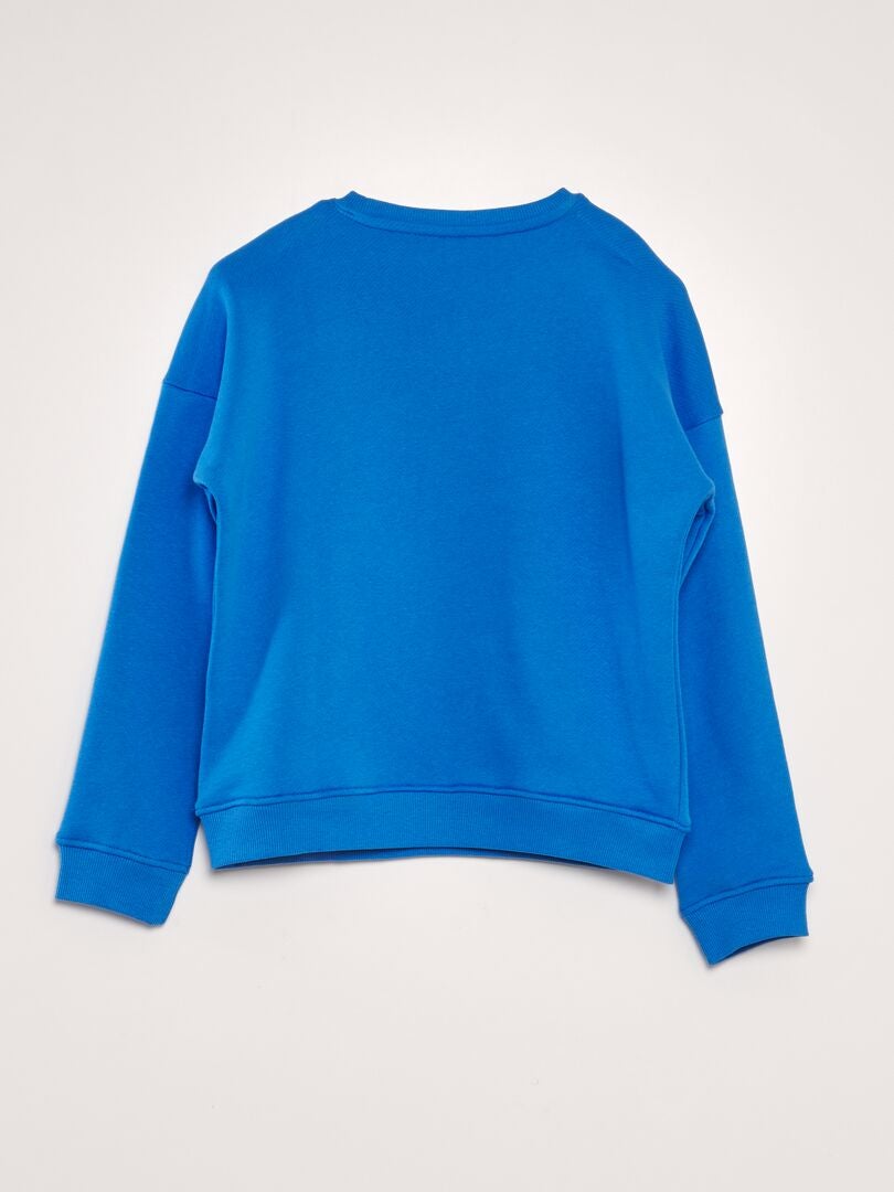 Sweatshirt van French terry met bouclé-print - BLAUW