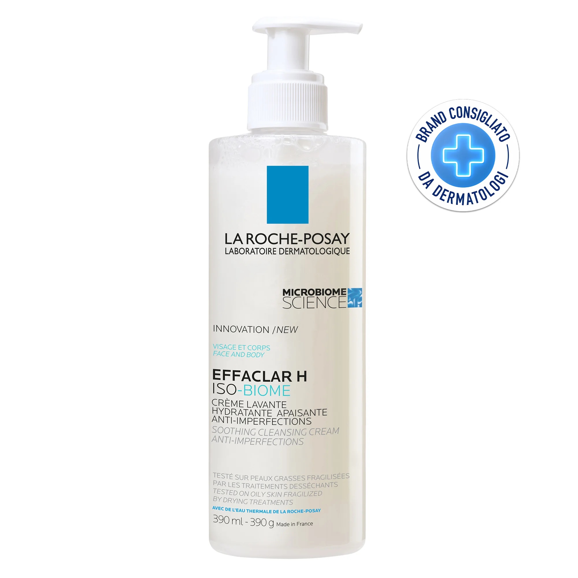 LA ROCHE POSAY La Roche Posay Effaclar H Iso Biome Reinigingscrème 400 ml Gezichtsreiniger voor een vette, acnegevoelige huid