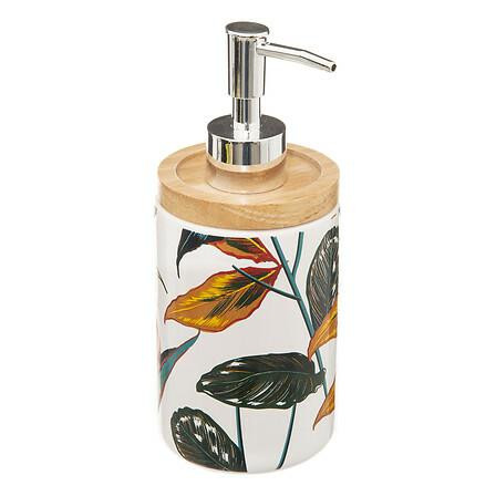 DOZOWNIK NA MYDŁO Palawan 400 ml Z KAMIONKI wzór w liście