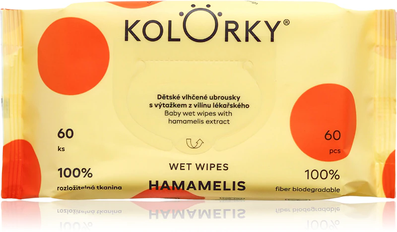 Lenços umedecidos Kolorky Hamamelis, lenços umedecidos suaves para crianças.