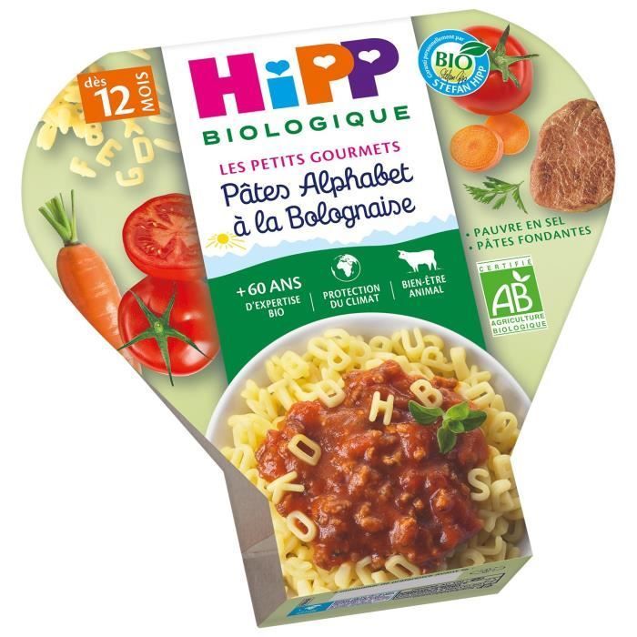 Hipp Bio Les Petits Gourmets Assiette Pâtes Alphabet à la Bolognaise +12m 230g