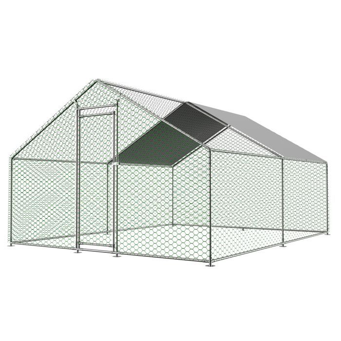 Chicken coop enclosure 12m², wire mesh run 3x4x2m with safety lock and waterproof PE fabric, for chickens, rabbits and small animals