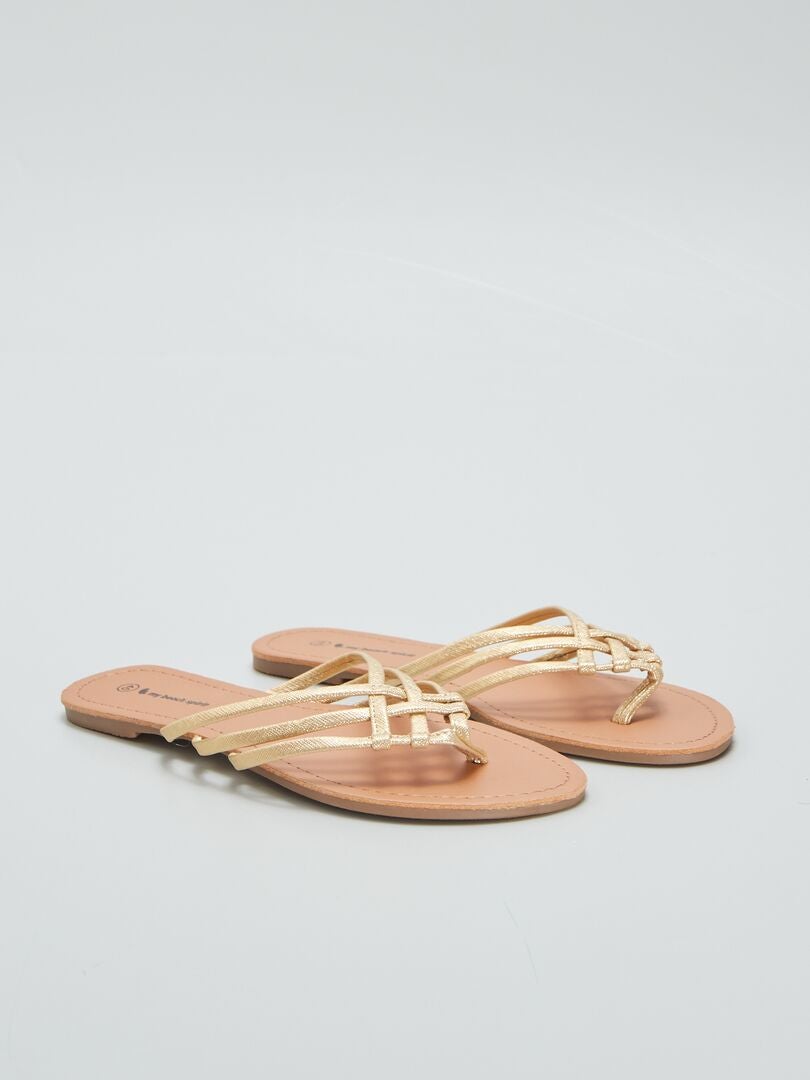 Lage gouden sandalen - BEIGE