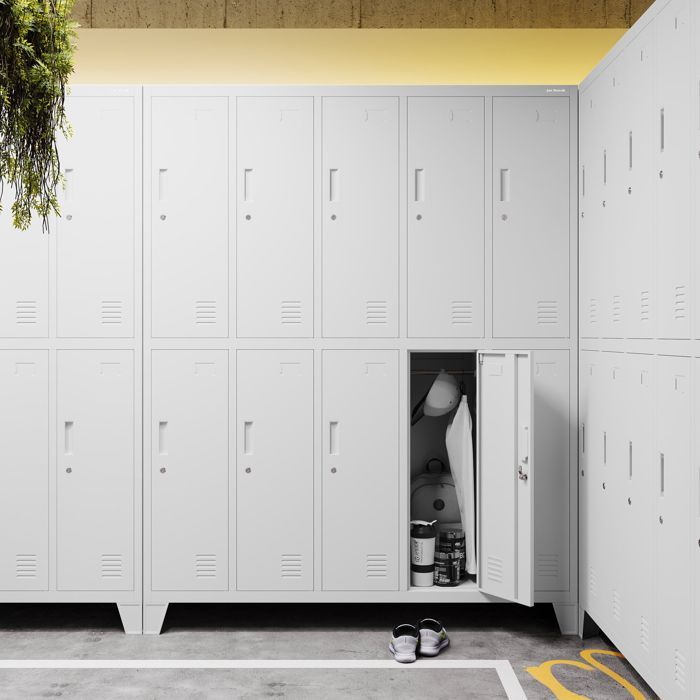 Casier vestiaire 5B2A armoire metallique 10 Compartiments revêtement en poudre 172 cm x 136 cm x 45 cm (gris)