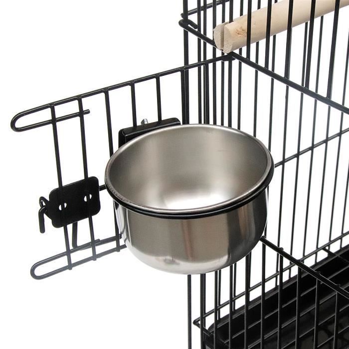 Cage à oiseaux Yipeema sur pied détachable pour perroquet, perruche et canari - Noir - 59 x 59 x 150 cm