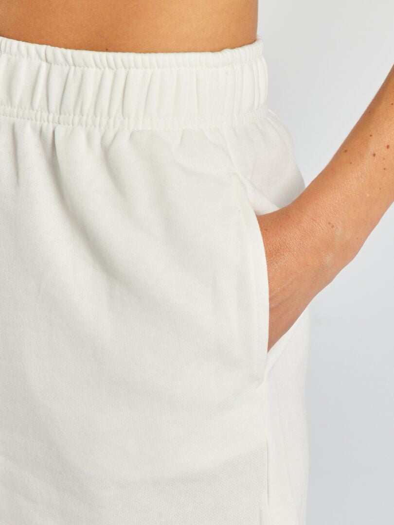 Eenvoudige shorts van fleecestof - WIT