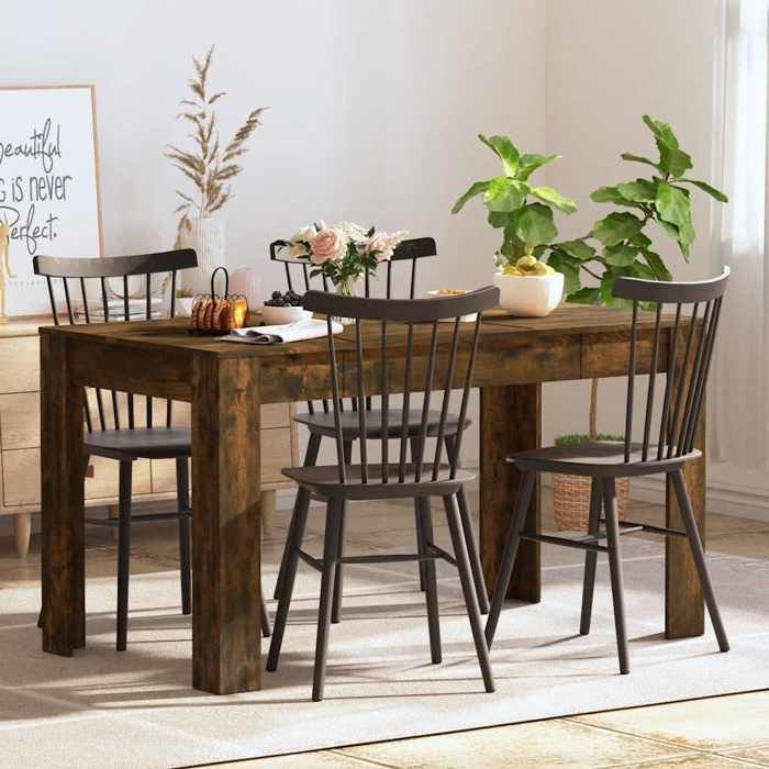 Prix bas - Meuble séjour cuisine-Table à manger Seule - chêne fumé 140x74,5x76 cm bois d'ingénierie （638248055743)