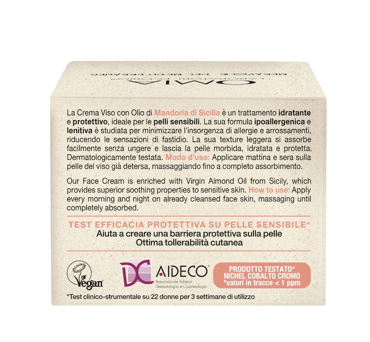 OMIA Crema facial de almendras Giara 50 ml hidrata y protege