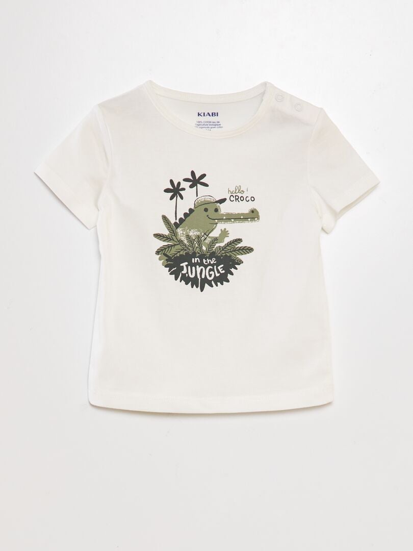 Set van katoenen t-shirt en short - 2-delig - WIT