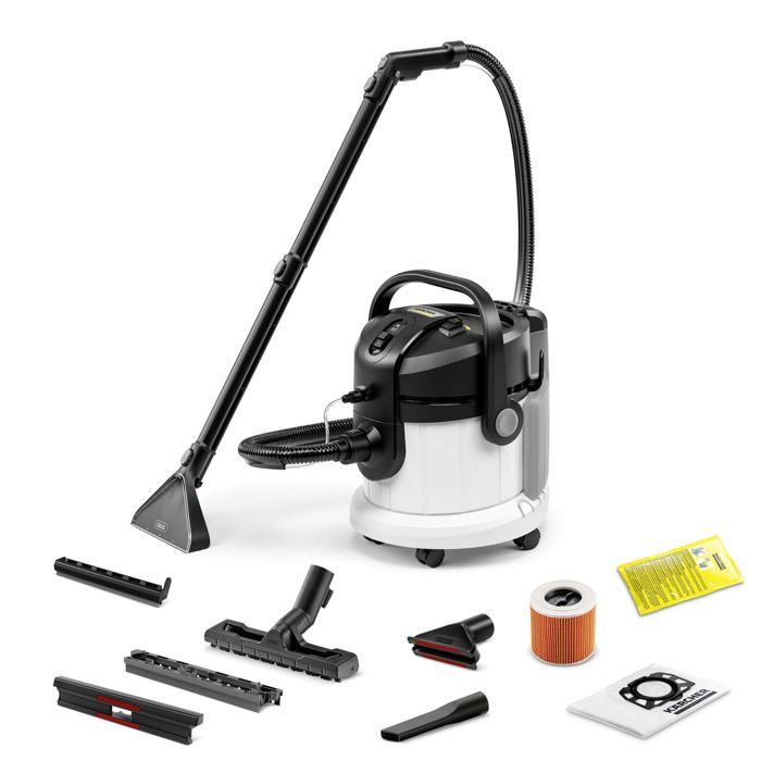 Limpiador de alfombras Karcher SE 4 - Extractor con inyector de vacío - 1000 W de potencia - Dos depósitos de 4 L - Limpiador de alfombras y tapicerías