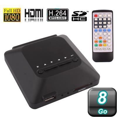 Gateway multimediale YONIS da 8 GB Full HD 1080P con HDMI, AV, composito, USB e lettore di schede SD (plastica)