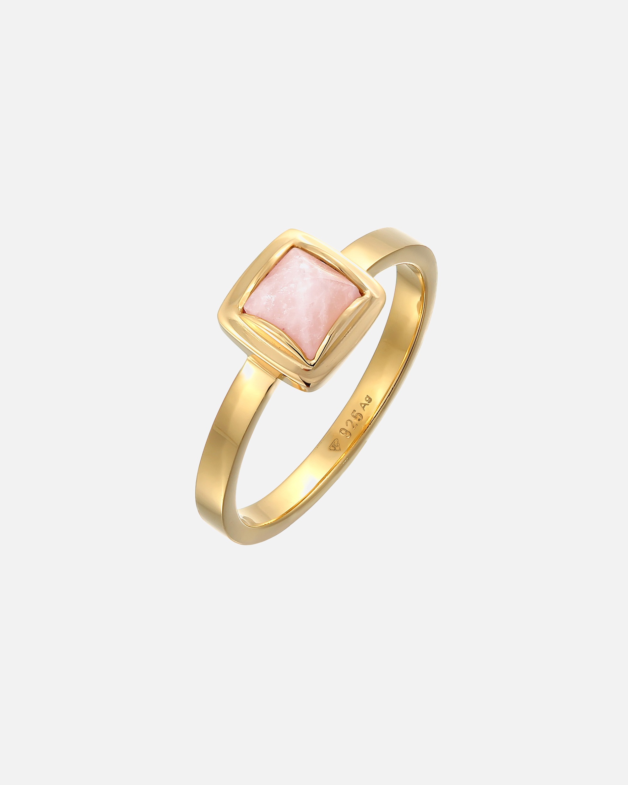 Elli PREMIUM Elli PREMIUM Bague Femmes Solitaire Pyramide avec Quartz rose en argent sterling 925 plaqué or