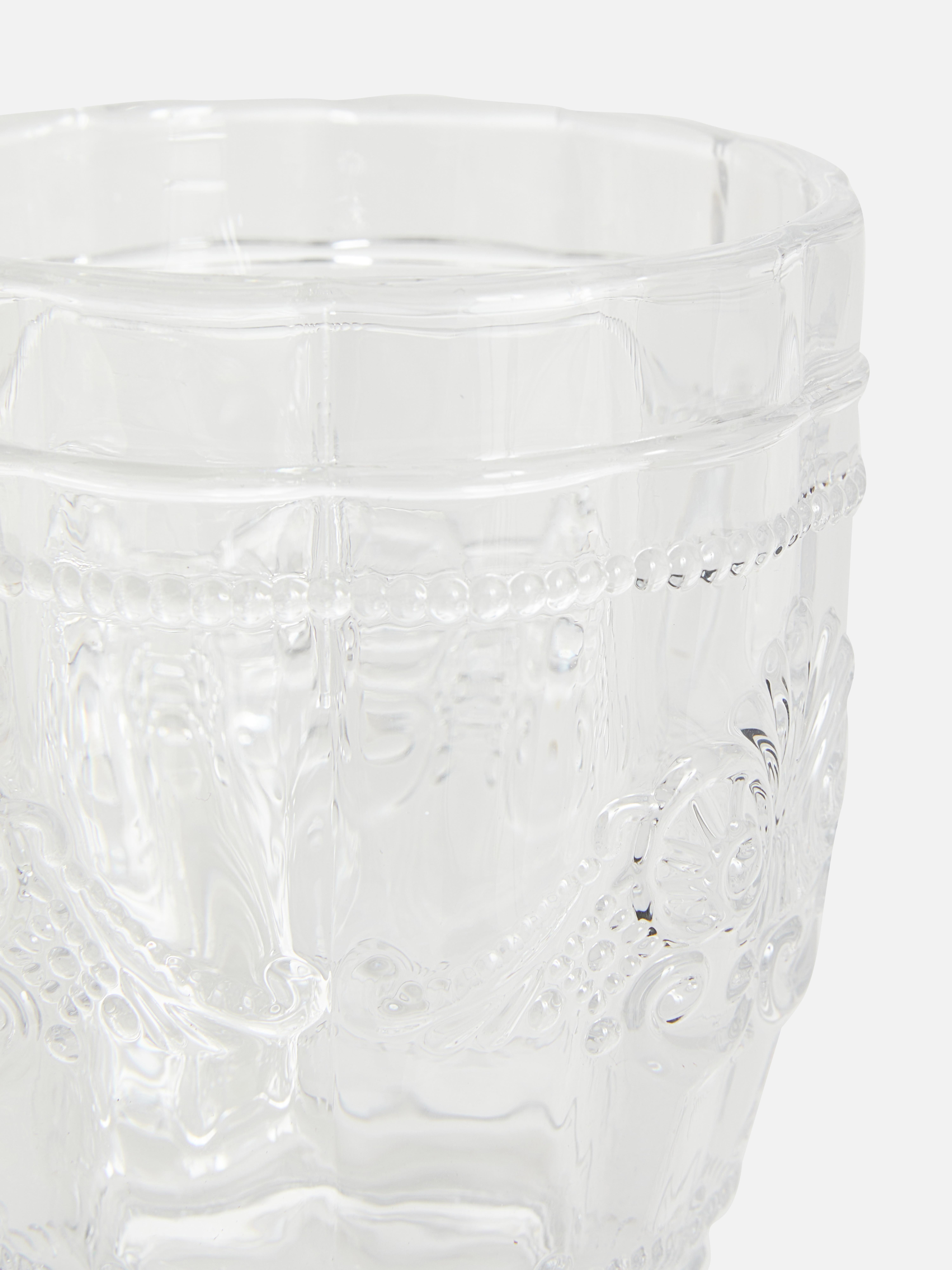Sticlă în relief Alegeți strălucirea epocii Art Deco cu acest pahar tip tumbler cu detalii în relief