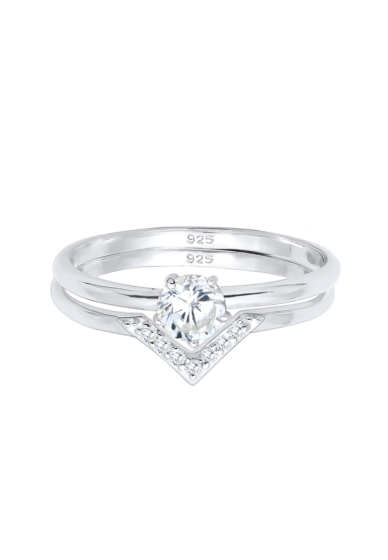 Elli Solitaire Triangle Géo Zirconia Cristaux de Zircone 925 Argent