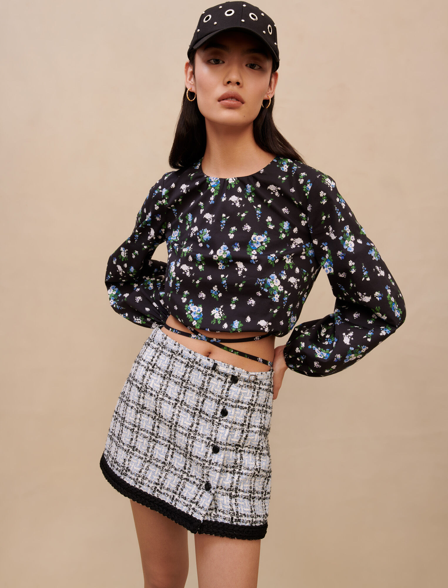 Top floral cu funde - Bouquet Bleu
