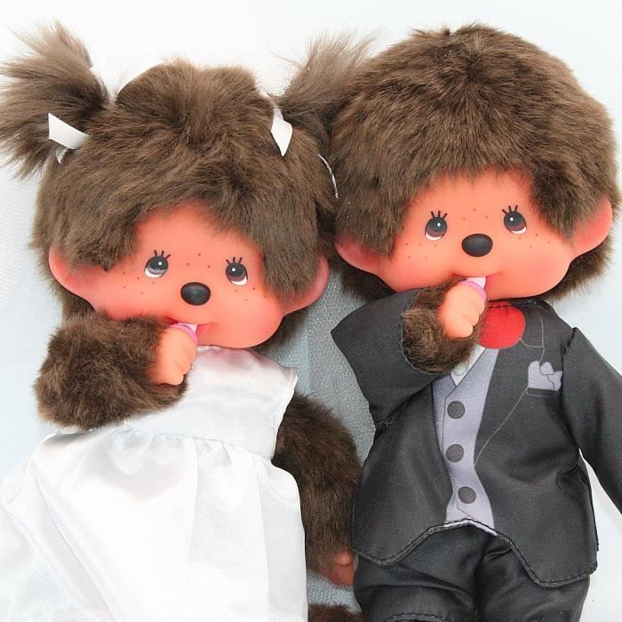Bride Girl Doll - Kiki Monchhichi - Wedding Dress and Veil - 20 cm