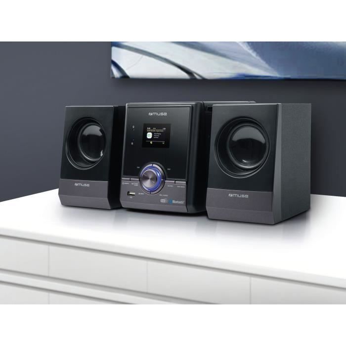 MUSE M-50 DBT - Micro Hi-Fi System with CD Player - DAB+/FM Radio - Bluetooth - 60 Station Presets - 2 x 15W - USB, Aux Input, Headphone Jack - Black