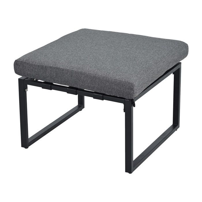 Grey Garden Set - Chair, Table, Tea Set, Footrest - Galvanized Steel, Glass - Ideal for Outdoor Pools, Durable, Comfortable