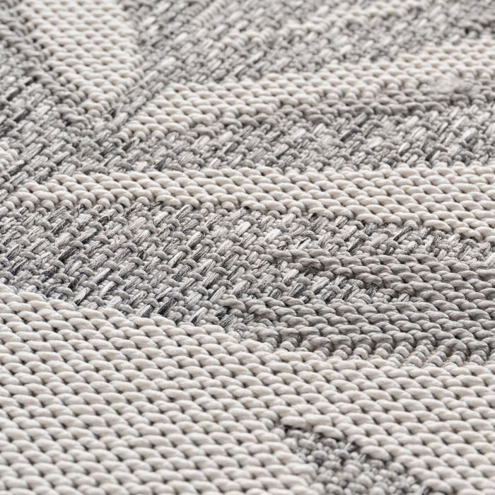Alfombra de exterior SIMPEX gris de 240x340 cm, ideal para la cocina, diseño de hoja de palma.