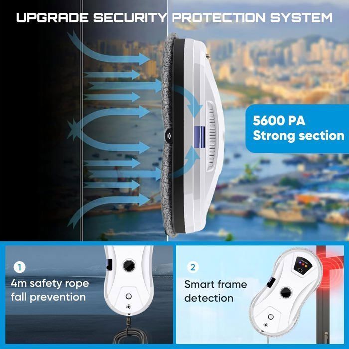 Window cleaning robot - EINEMGELD - 5600PA - Ultrasonic spray - 5600 Pa - 10 cleaning cloths