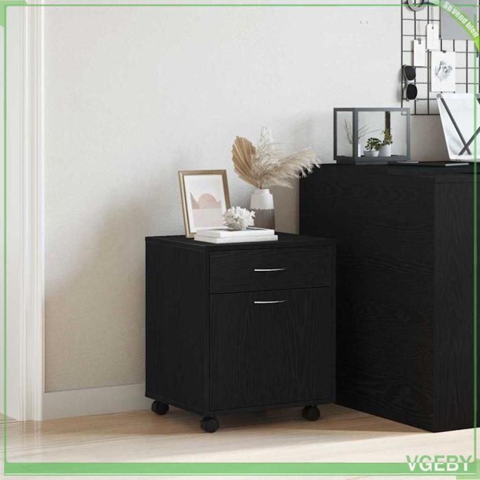 Armario rodante - Roble negro - Madera de ingeniería - 45 x 38 x 54 cm - 1 estante
