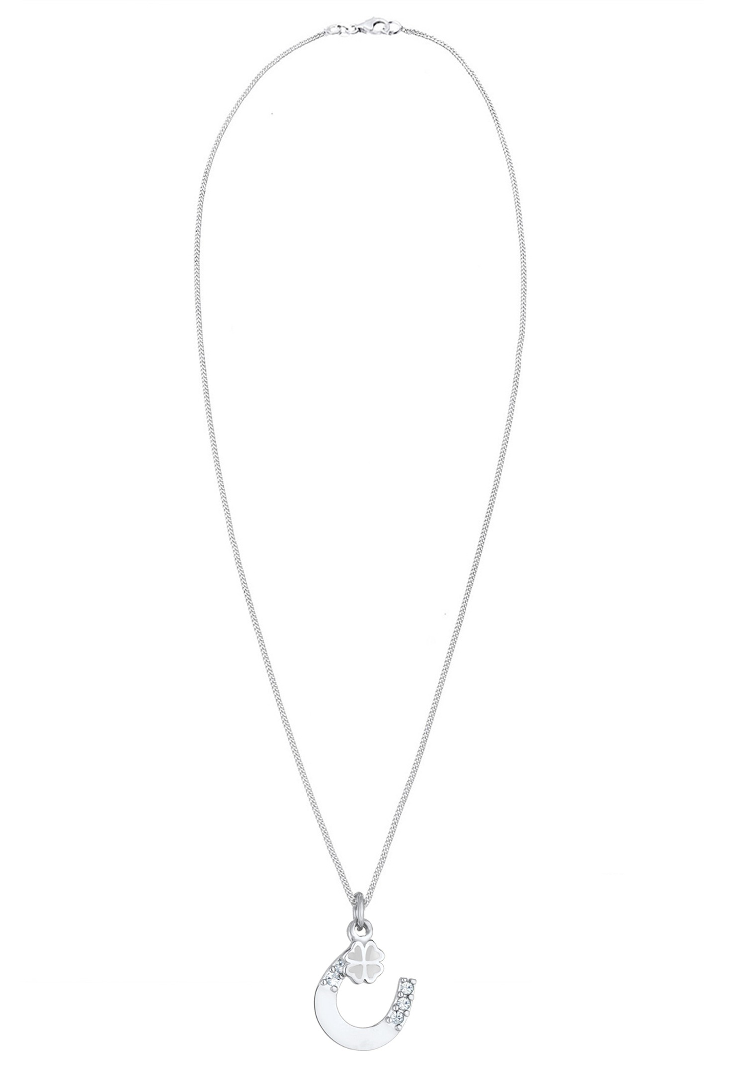 Elli Femmes Pendentif Fer à Cheval Trèfle à Quatre Feuilles avec Cristaux en Argent Sterling 925
