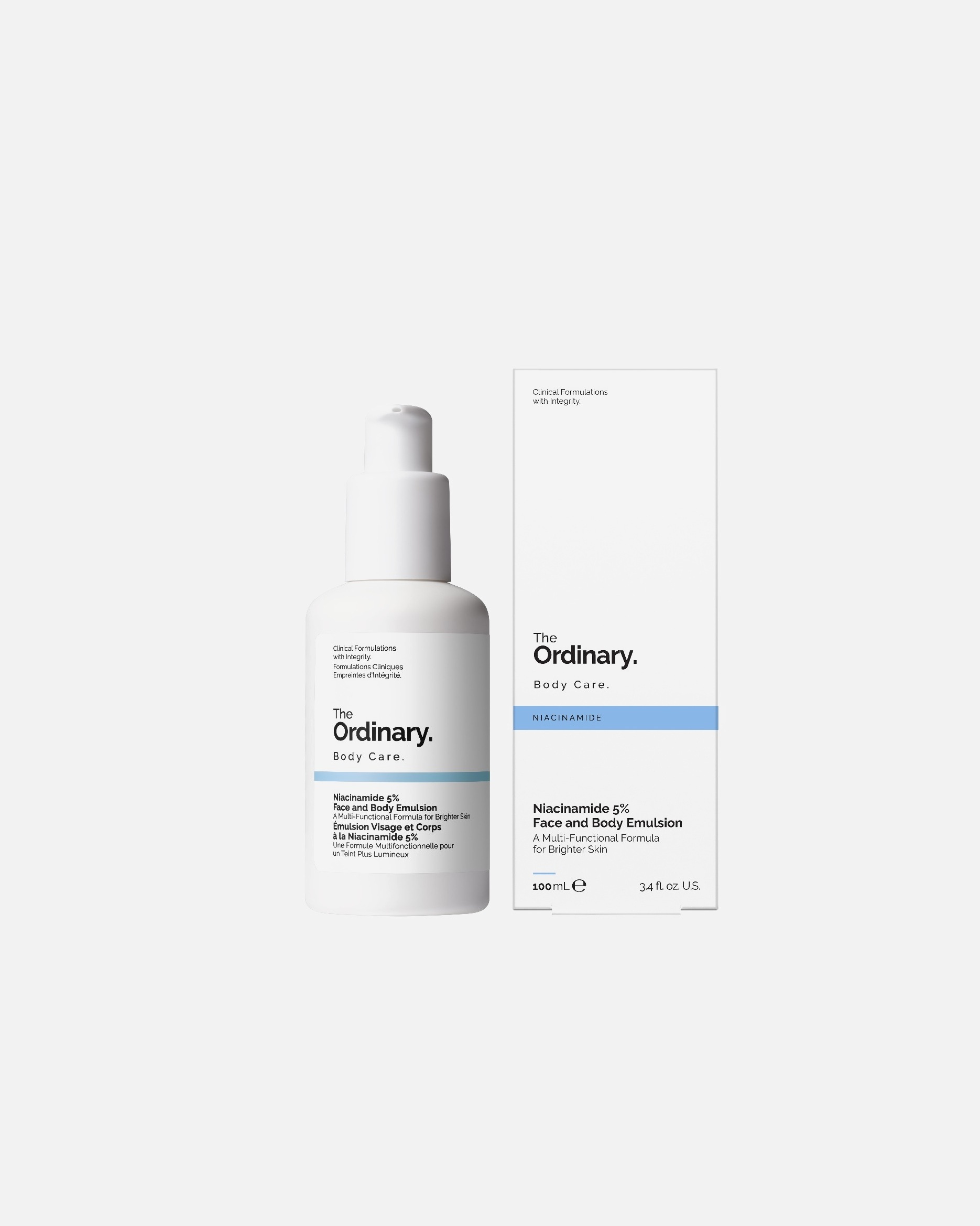 „The Ordinary“ kūno losjonas. Niacinamido 5 % emulsija veidui ir kūnui – 100 ml