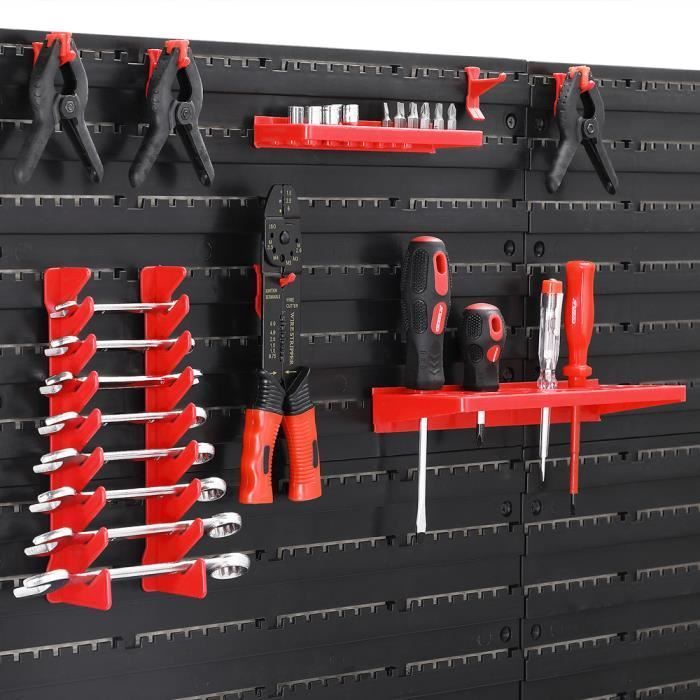 Deuba Etagère murale avec bacs à bec Etagère d'atelier Armoire à outils 43 boîtes noir rouge 10,5cmx7,5cmx16,5cm