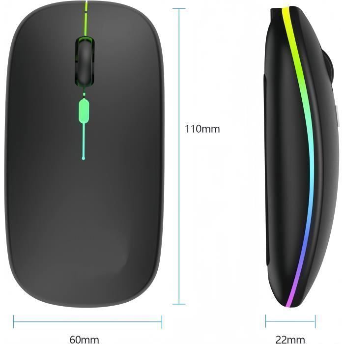 Mouse sem fio Bluetooth recarregável e silencioso - Compatível com PCs, tablets e celulares | Mouse sem fio USB