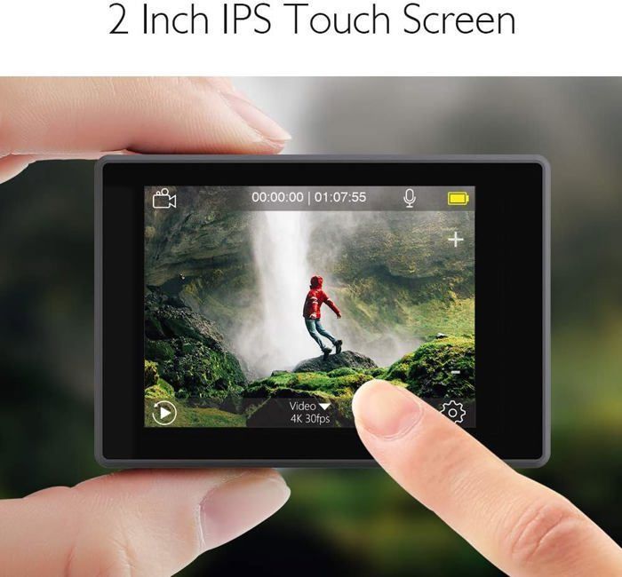 Videocamera sportiva AKASO V50 Elite impermeabile con registrazione video 4K a 60 fps e risoluzione di 20 megapixel, dotata di scheda di memoria Extreme da 64 GB - Nera
