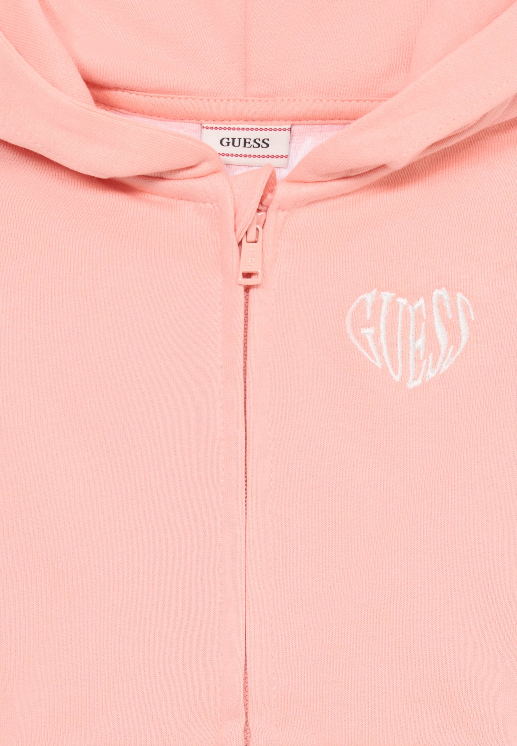 Felpa con cappuccio e zip Guess - colore pesca alba