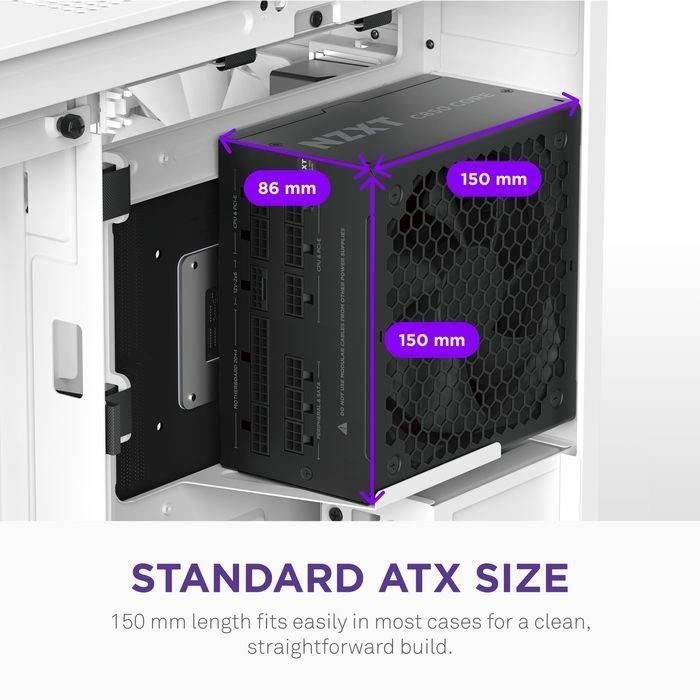 Alimentatore per PC - NZXT - PA-8G3BB-EU - C850 Gold Core - 80Plus Gold - Completamente modulare - Alimentatore ATX 3.1 - Cavo di alimentazione UE