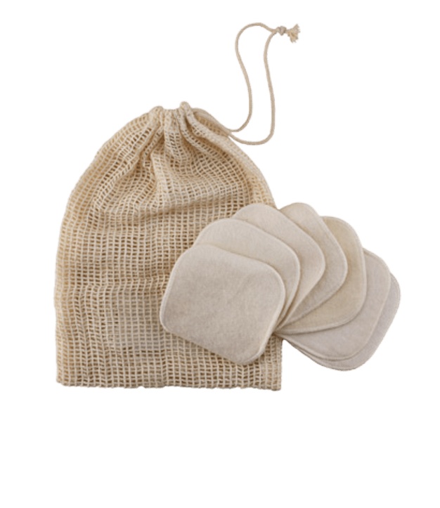 7 zmywalnych płatków do demakijażu i woreczek z bawełny organicznej