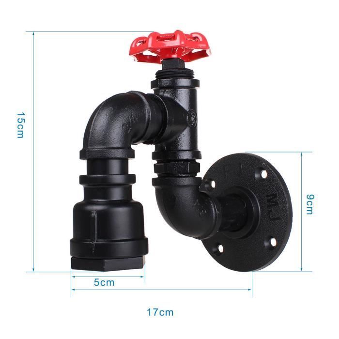 Aplique de pared industrial IDEGU, negro, lámpara de pared interior con forma de tubería de agua metálica para sala de estar, dormitorio, cafetería, bar.