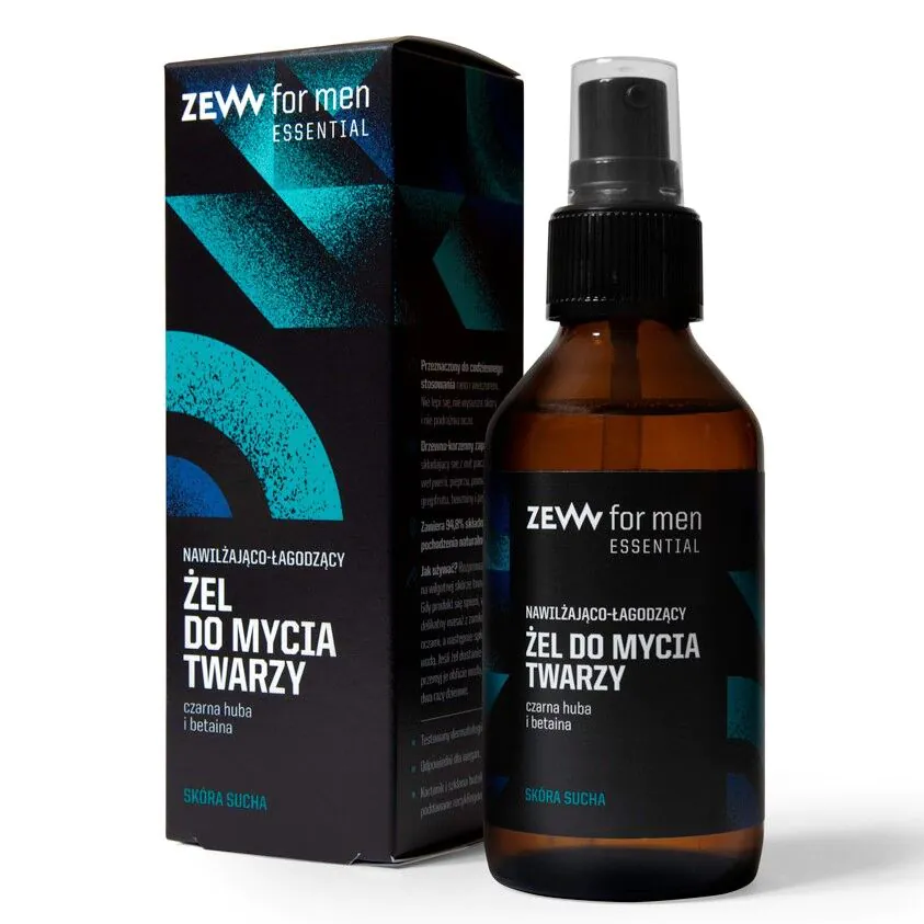 ZEW For Men z Czarną Hubą i Betainą - Nawilżająco-łagodzący Żel do mycia twarzy 100 ml