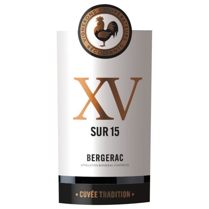 Xv Sur 15 Cuvée Tradition 2020 AOP Bergerac - Vin rouge du Sud Ouest x6