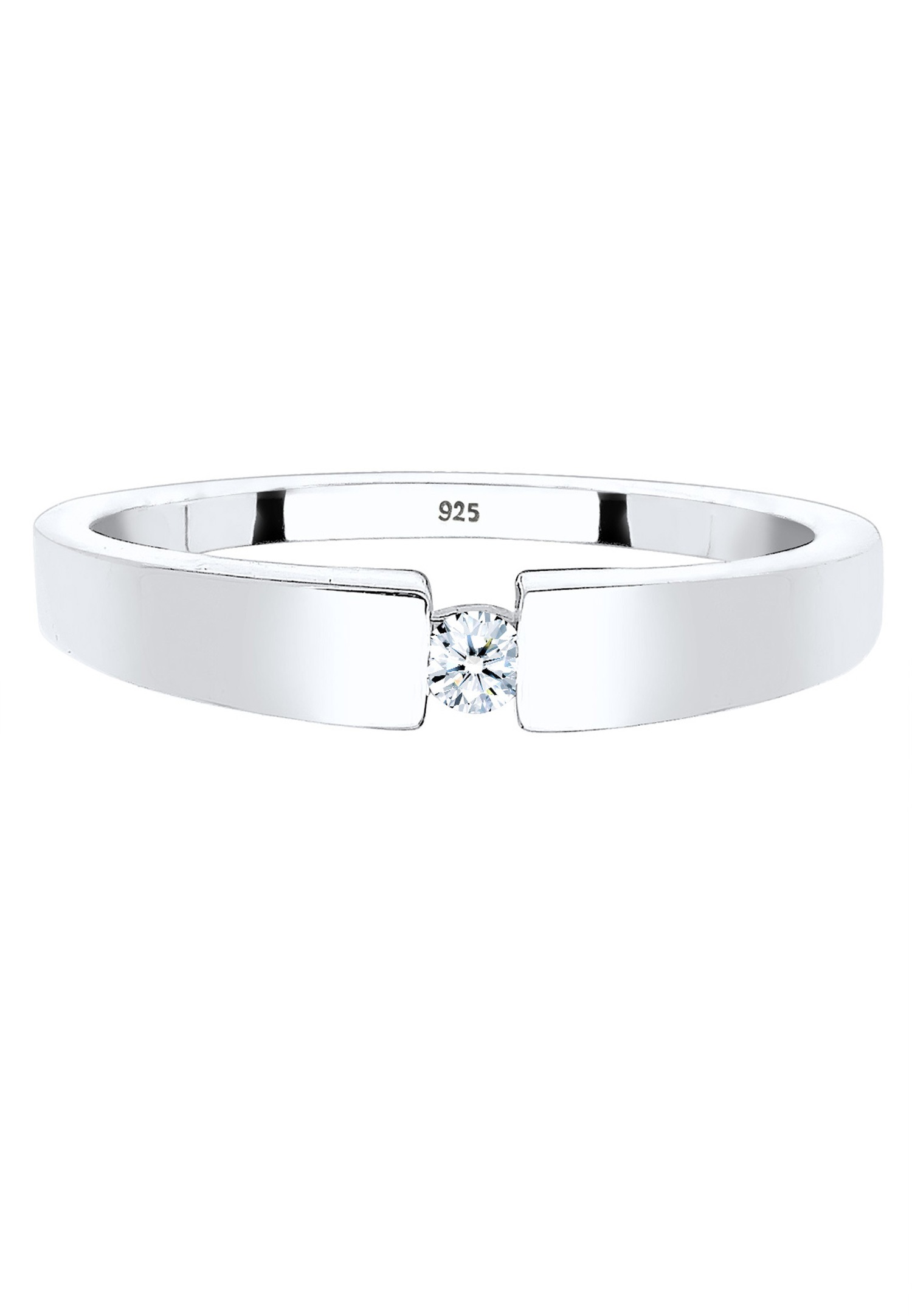 Elli DIAMONDS Femmes Bande Classique avec diamant (0.06 ct.) en argent sterling 925