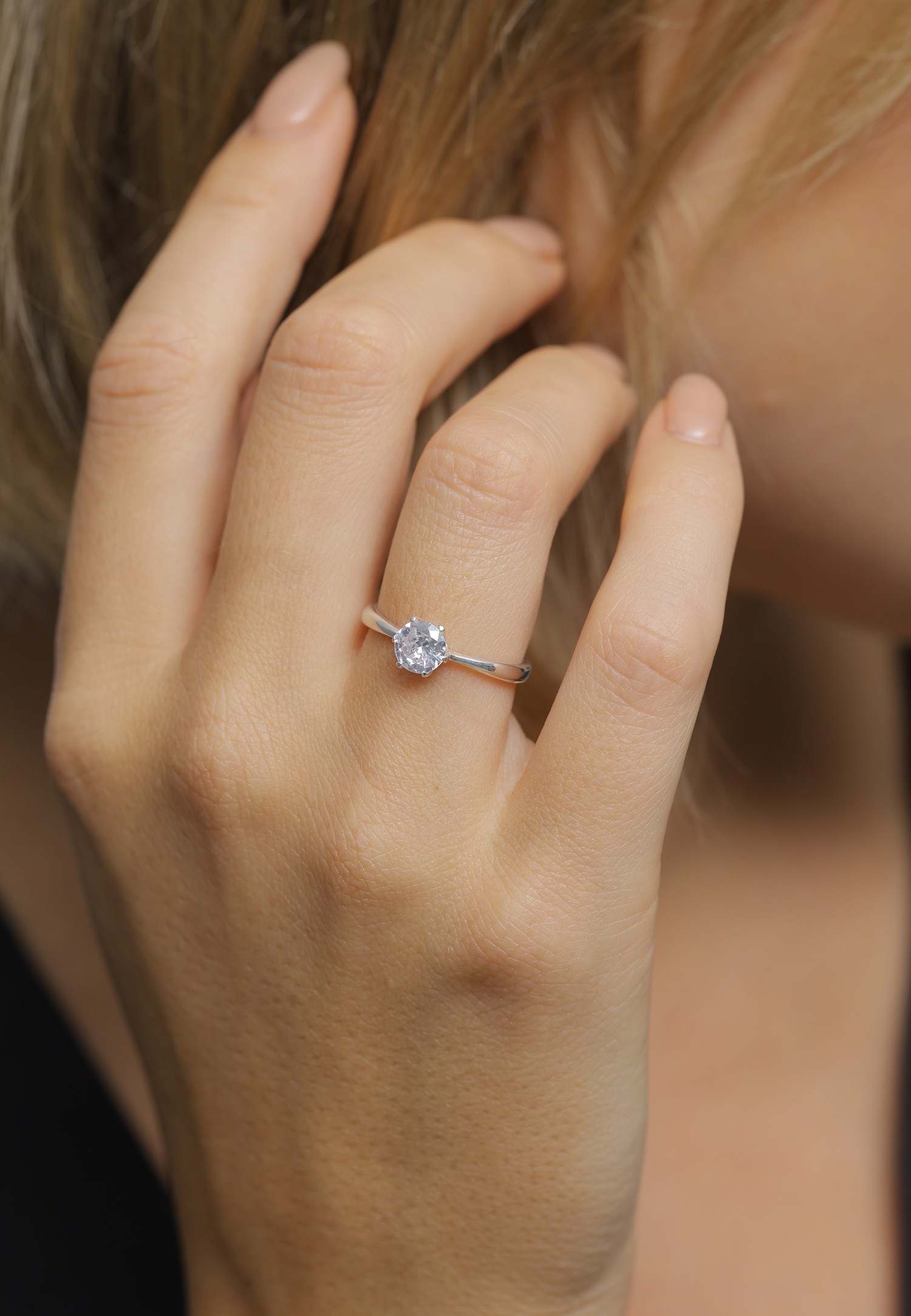 Elli Femme Classique des Fiançailles avec Cristal de Zircone en Argent Sterling 925