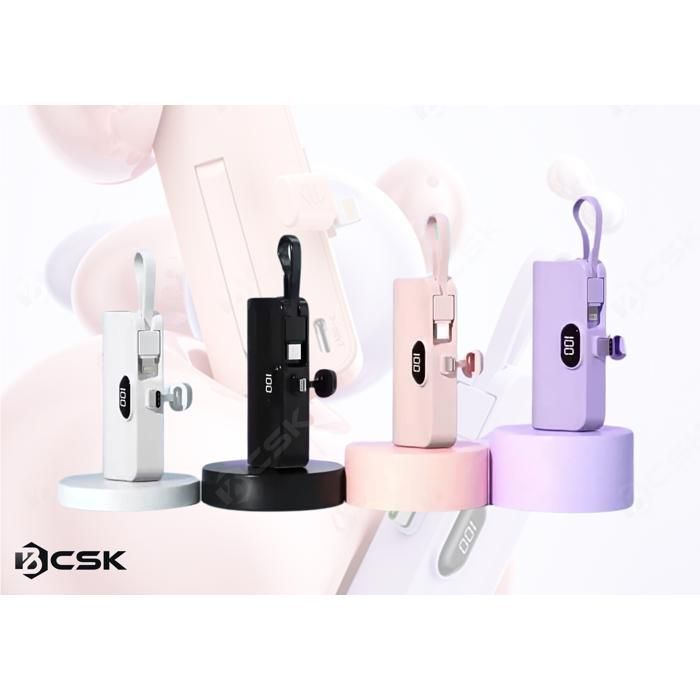 BCSK® 5000mAh Mini Powerbank - USB-C en Lightning snellader | Compatibel met iPhone, Samsung en Android smartphones - Wit