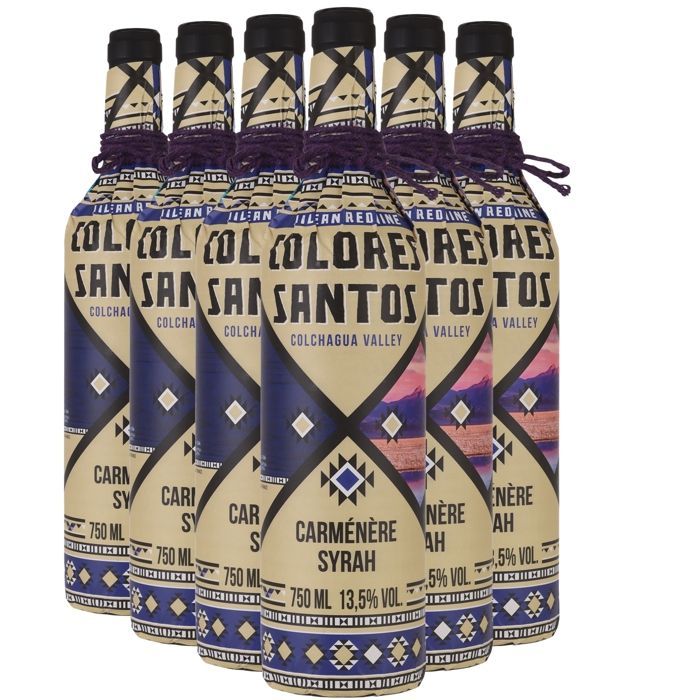 Colores Santos Valle de Colchagua Carménère Syrah 2023 - Vino Tinto Chileno (6x75cl)
