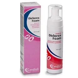 Espuma dermatológica CANDIOLI Diclorex, frasco de 200 ml. Para o tratamento de doenças de pele.