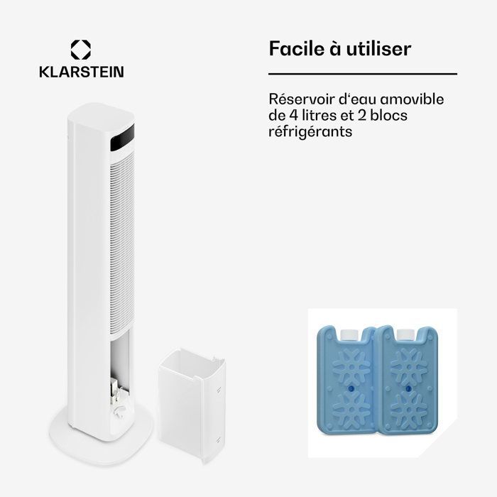 Ventilador inteligente Klarstein Mistral - 365 m³/h - 35 m² - 4 L - 3 modos - 36 W - Blanco